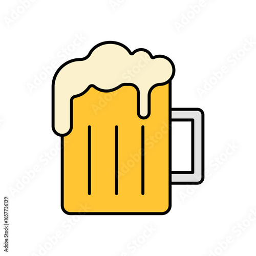 Pint Glass Lineal Color Icon: Beer and Beverage