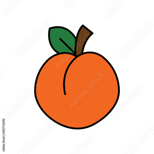 Peach Fruit Lineal Color Icon: Healthy Food and Fresh Produce