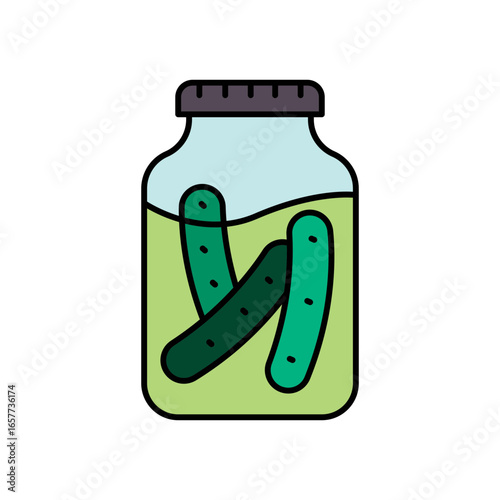Pickles Food Lineal Color Icon: Condiment and Preserved Vegetable