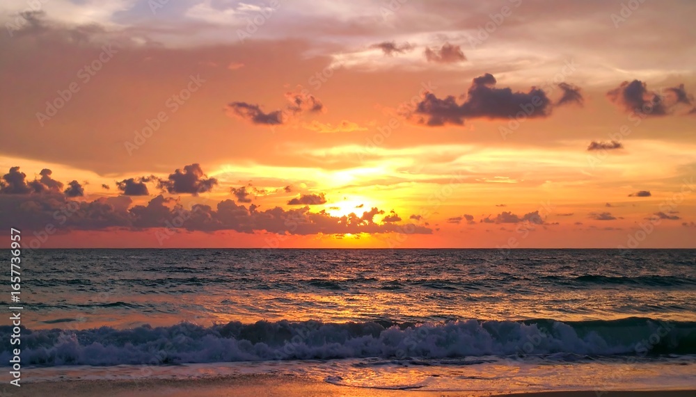 Fototapeta premium Tropical sunset over ocean