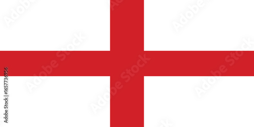 The flag of england featuring a red cross on a white isolated on white, simple flat design vector clipart, can use for travel or politics