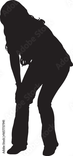 vector,silhouette of teen girl with pain on knee