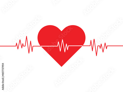 Heart pulse Red and white colors
