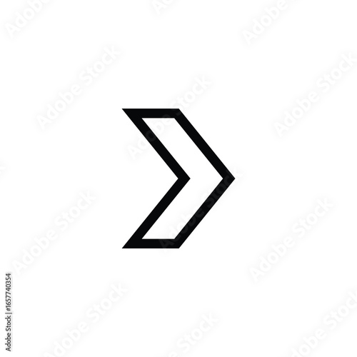 black chevron right line art Icon. Flat style design isolated on white background. Vector illustration