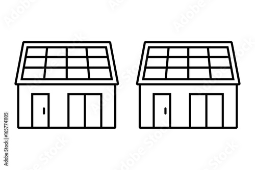 太陽光パネルが屋根に設置された住宅のアイコン