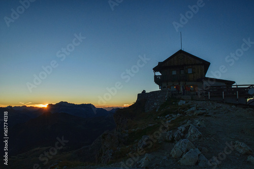 Sunset at the Nuvolau Hut, Dolomites, Italy