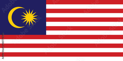 Flag of malaysia with blue, red, and white colors isolated on white, simple flat design vector clipart, can use for travel or politics