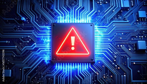 Cybersecurity threat warning, critical system security danger from virus infection, a major technology risk alert.