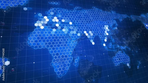 Highly detailed futuristic world map