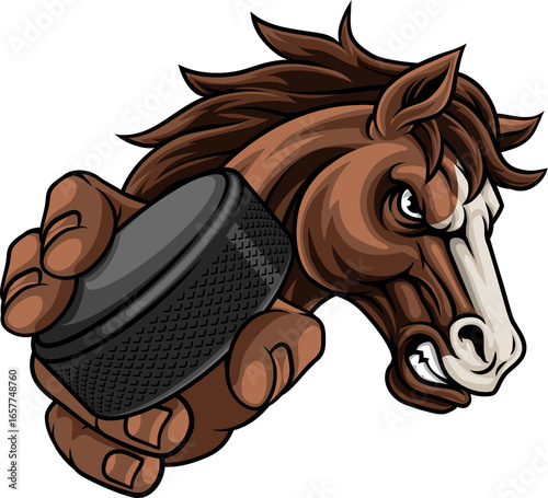 Canvas Print Horse Mustang Stallion Ice Hockey Sports Mascot