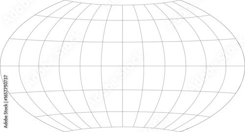 30-Degree world map graticule (latitude-longitude) grid vector in Wagner projection