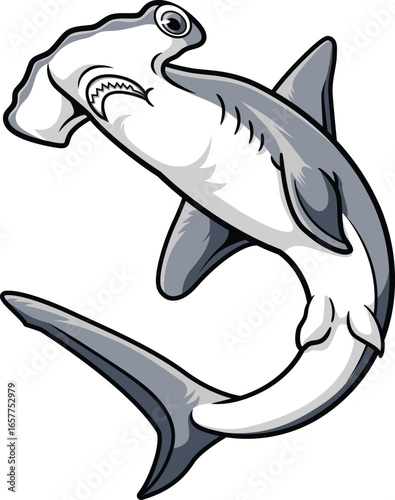 GREAT HUMMER SHARK CARTOON VECTOR