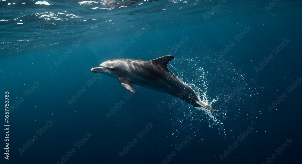 Naklejka premium Dolphin swimming underwater