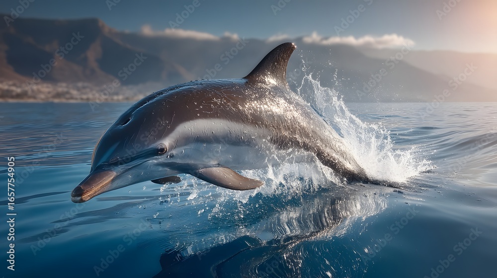 Fototapeta premium Dolphin leaping in ocean water