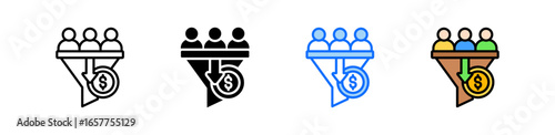 Sales Funnel Icon Set Multiple Style Collection