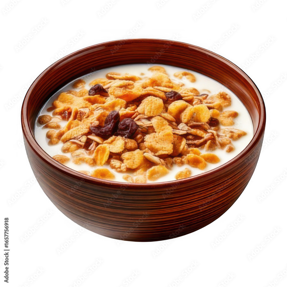 Bowl of cereal with milk isolated white and transparent background. Bowl of cereal with milk isolated white and transparent background.