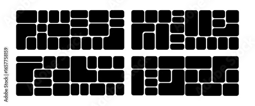 Bento grid abstract pattern minimal geometric modern frame style black color. Metaball y2k template for ui, website vector 10 eps