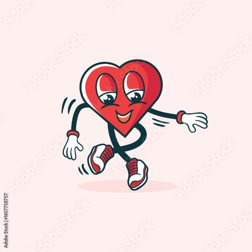 A Happy Heart Character Joyfully Dancing