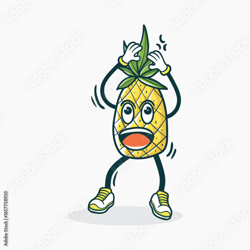 Photos Anxious Pineapple Character Holds Its Head