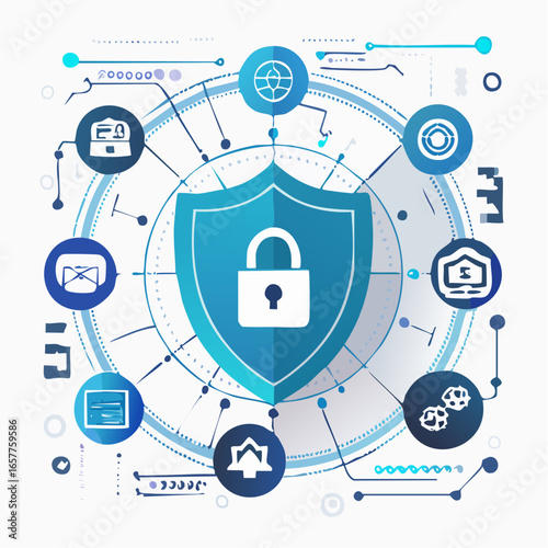 Digital identity and blockchain ID icons showing secure login, privacy, and Web3 authentication symbols in modern flat vector design for tech, business, and security use.
