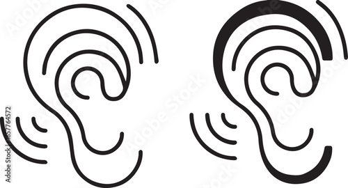 ear, icon audio wave, sound wave, listening, sound, minimalist, black and white