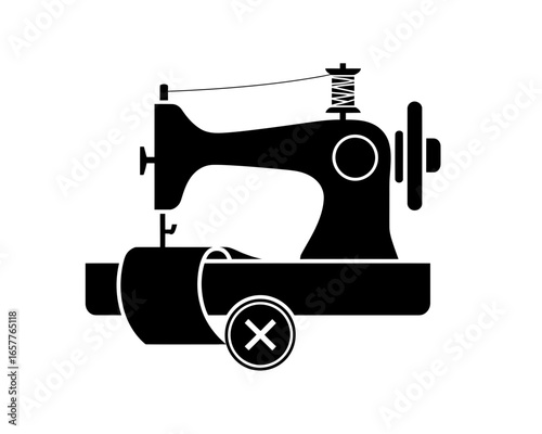Sewing machine with a prohibition sign