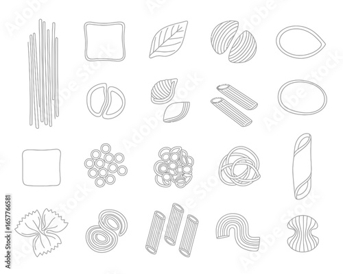 Collection of various pasta shapes and designs
