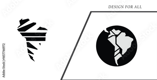 3d map of South America continent logotype vector art design