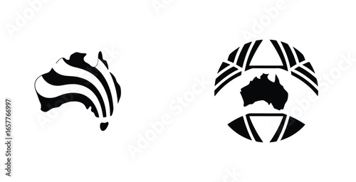 3d map of Australia and oceania highlighting coral reefs Logotype vector logo design