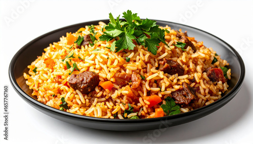 Fried rice bowl with shrimp and vegetables meal
