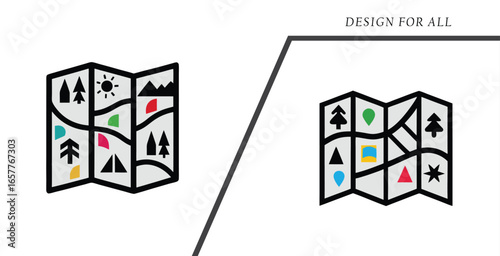 Illustrated tourist map vector logotype stylish design