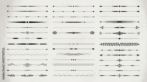 Collection of elegant decorative line dividers and ornaments for design