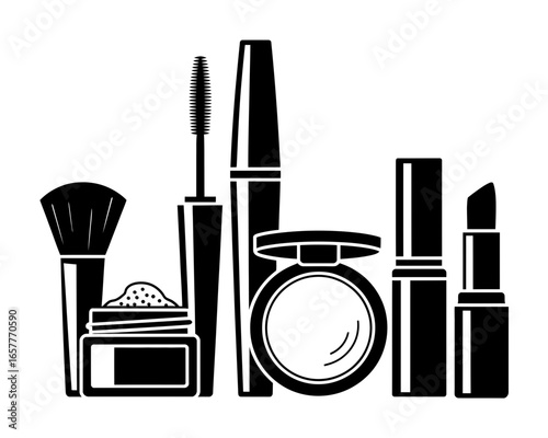 Collection of black and white makeup icons