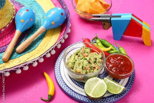 Tasty guacamole with ingred...