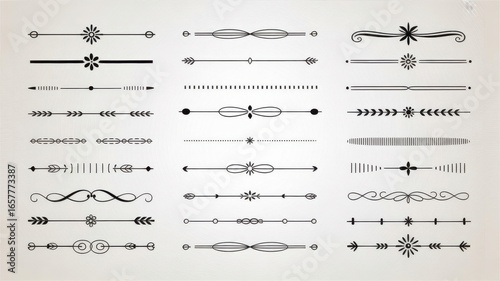 Collection of ornate decorative line dividers and borders for design elements