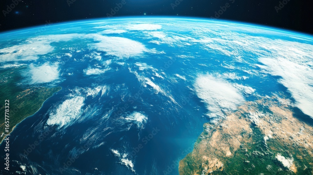 Fototapeta premium High-angle view of planet Earth from space.