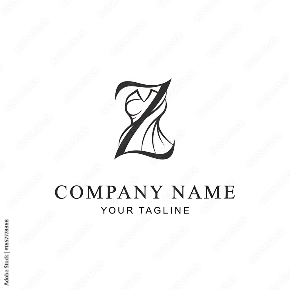 Fototapeta premium Elegant logo design featuring a stylized dress incorporated into the letter Z, showcasing a fashion brand.