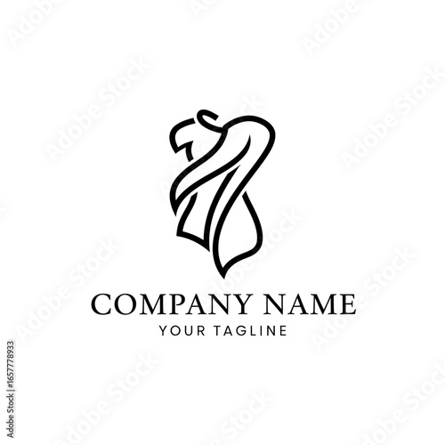 Abstract line art logo depicting a stylized female figure, possibly a dancer or model, in a flowing, elegant pose.