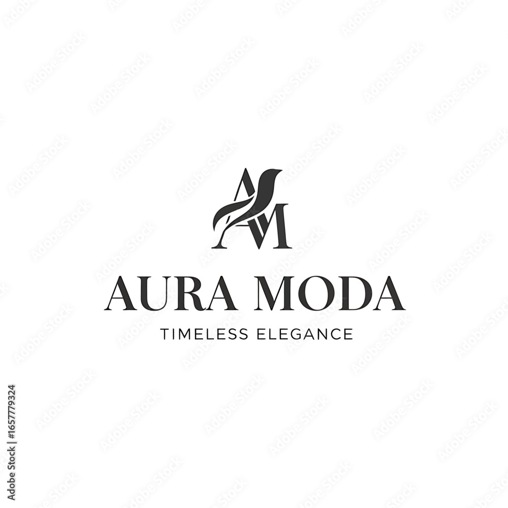 Elegant logo for Aura Moda, showcasing a stylized 