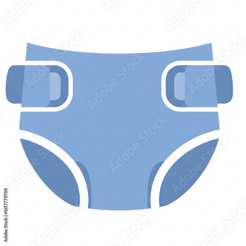 Blue diaper sits folded neatly on white changing table, ready for baby's comfort and care, representing hygiene and parental love.