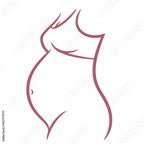 Pregnant woman standing in simple outline against white backdrop showcasing maternal form and anticipation of new life with minimalist elegance.
