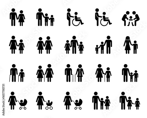 Diverse family and people icons representing different life stages and needs