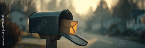 Letter in mailbox delivery notification postal service communication correspondence