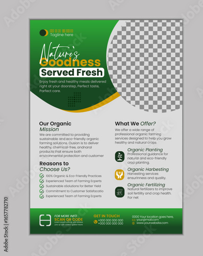 Farm Fresh Organic Flyer Template | Healthy Food Delivery & Agriculture Promotion