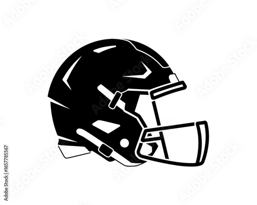Black and white illustration of a football helmet