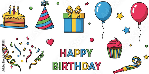 Celebrate joyously with festive birthday icons for any occasion