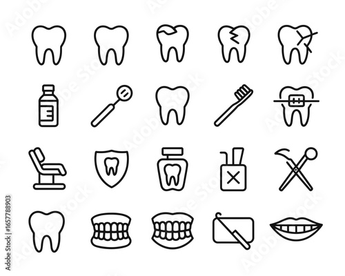 Collection of dental care and tooth icons