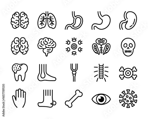 Collection of medical and anatomical icons