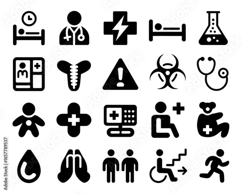 Collection of medical and healthcare icons in a grid