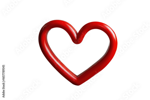 Set of red 3D heart shapes in various glossy and shiny designs including solid, smooth and outlined forms PNG with a transparent background